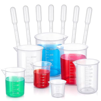 Plastic Beakers Set, 7 Pcs Measuring Beaker