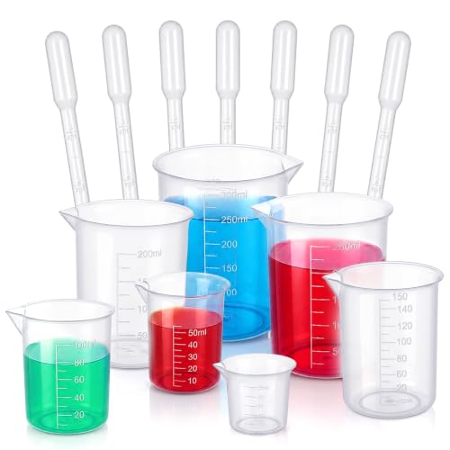 Plastic Beakers Set, 7 Pcs Measuring Beaker