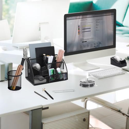 13-in-1 Office Desk Organizer Set for Back to School Supplies Accessories - color: Black