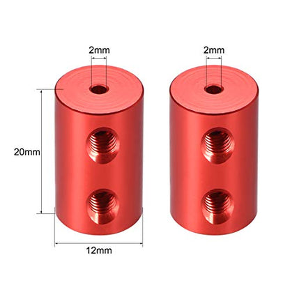 uxcell 2mm to 2mm Bore Rigid Coupling Set Screw L20XD12 Aluminum Alloy 2pcs - size: 2mm to 2mm