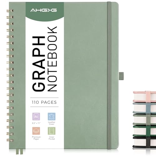 AHGXG Graph Paper Notebook, 110 Pages, A4 (8.5" x 11") - color: Sage Green, style: A4-Graph