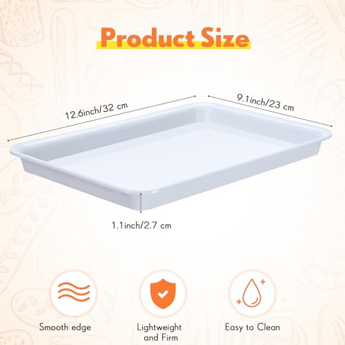 Ziliny 30 Pcs Plastic Serving Tray Cafeteria Art Trays,White - color: White
