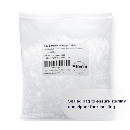 Kashi Scientific 0.2mL Clear Snap Cap PCR Tube with Graduation, Lab Grade Polypropylene Plastic [0.2mL, 1000] - size: 0.2mL
