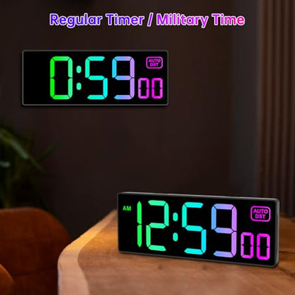 Soobest Large LED Digital Wall Clock 8 RGB Color Changing Display - color: 10.2" Multicolor