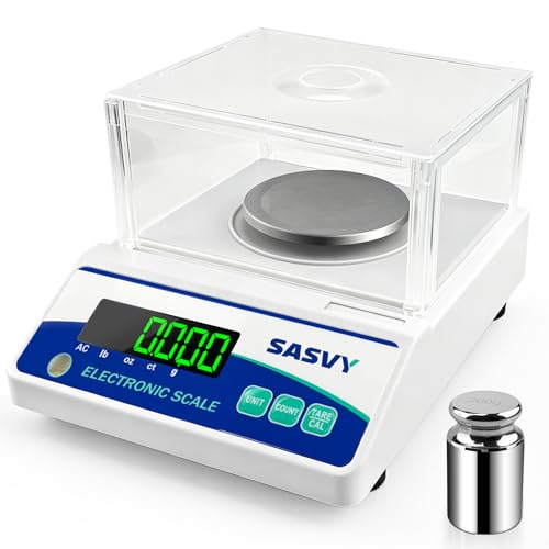 Lab Scale 500g x 0.001g Scientific Scale g/oz/ct/lb High Precision Digital Electronic Analytical Balance for Jewelry Kitchen Laboratory School, Includes 200g Calibration Weight&Battery - size: 500g 0.001g