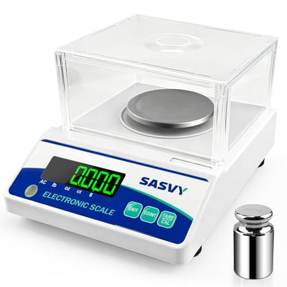 Lab Scale 500g x 0.001g Scientific Scale g/oz/ct/lb High Precision Digital Electronic Analytical Balance for Jewelry Kitchen Laboratory School, Includes 200g Calibration Weight&Battery - size: 500g 0.001g