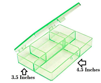 Mini 5-Grid Plastic Storage Box for Beading and Diamond Painting. Green Countertop or Drawer Storage for Beads, Nail Art, Jewelry Hardware and Supplies