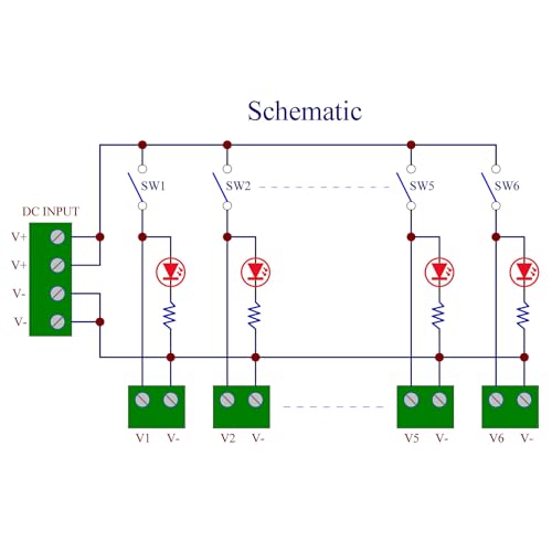 DIN Rail Mount 6 Channel Paddle Switch DC Power Distribution Strip Module - style: Paddle Switch, DIN Rail Mount