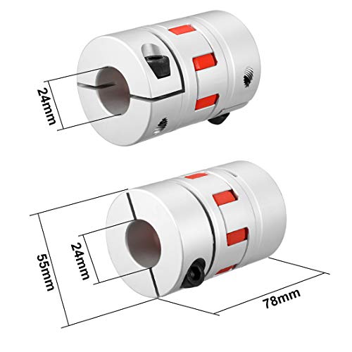 uxcell Shaft Coupling 24mm to 24mm Bore L78xD55 Flexible Coupler Joint for Servo Stepped Motor - size: L78xD55 24mm to 24mm