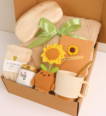 Women's Birthday Self-Care Gift Basket, Sunflower-Themed Sunshine Gift Sunshine Care Gift Set,Christmas Birthday Gift, Dedicated to Women, Mothers, Best Friends, Wives - color: Sunflower