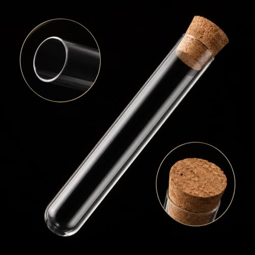 25 Pcs Glass Test Tubes for Plants, 10ml Clear Acrylic Vials with Cork Stoppers