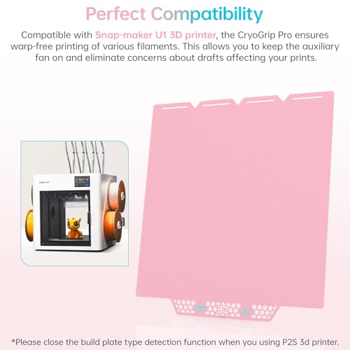 BIQU CryoGrip Pro Glacier Build Plate for Snap-Maker U1 3D Printer - color: Glacier-Pink, size: 276*301MM-U1, style: Glacier