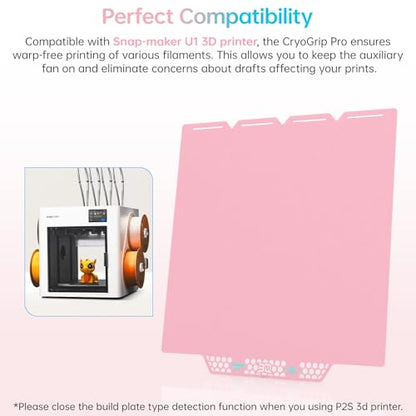 BIQU CryoGrip Pro Glacier Build Plate for Snap-Maker U1 3D Printer - color: Glacier-Pink, size: 276*301MM-U1, style: Glacier