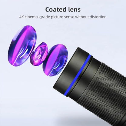 Andoer 36X Telephoto Lens Kit with Mini Tripod, Phone Clip, Holder, Lens Bag, Cleaning Cloth for Hiking, Camping, Wildlife Observation, Moon, Sports, Game, Concert Watching, Gold - color: Gold