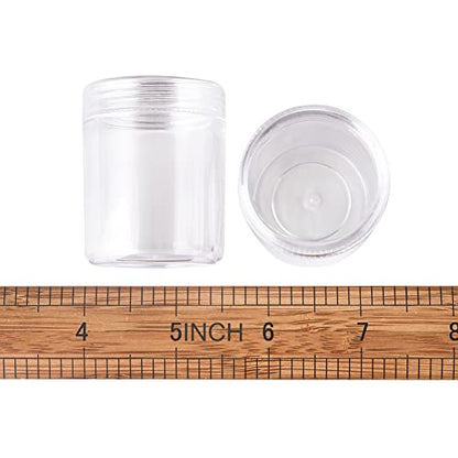 Craftdady 10pcs Clear Plastic Bead Containers Storage Container Box Jars with Lid Round Bottle Transparent Organizers Box 1.5"x2" 20ml for DIY Diamond Beads Crafts Jewelry - color: Clear-10pcs, Round
