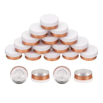 uxcell 20mm Flip Off Caps, 100PCS Burr-Free Flip Off Top Caps Seals Flip Off Aluminum Plastic Vial Flip Off Seals Caps Cover for Glass Vial Freeze-Dried Bottles, White/Gold - color: White/Gold, size: 20mm