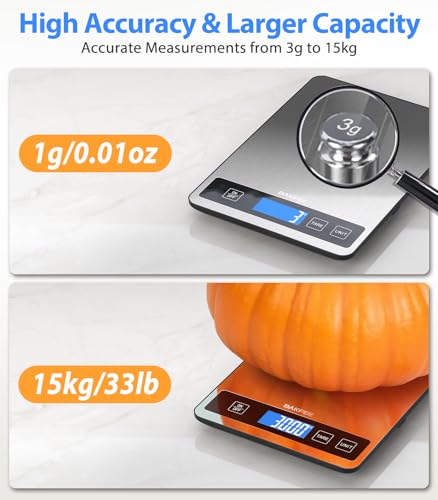 Food Scale, 33lb Rechargeable Kitchen Scale, 1g Precision, Black - color: Rechargeable-Black