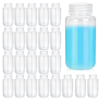 30 Pcs 8oz 250 ml Plastic Sample Bottle Wide Mouth Reagent Bottle Water Sample Bottles Lab Grade Polypropylene Bottles Containers for Laboratories Classroom