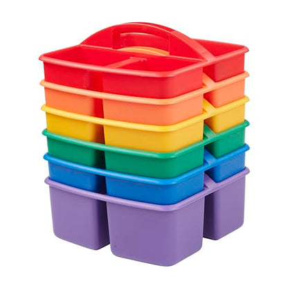 ECR4Kids 3-Compartment Small Storage Caddy Organizer, 6-Pack, Primary - color: Primary