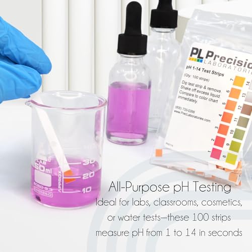 Eisco - pH Test Strips 1-14 - 100 Strips in 1 Bag for Quick and Accurate pH Testing in Labs, Classrooms, and Educational Use