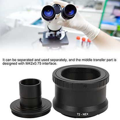 Lens Adapter, 23.2mm Microscope T Mount Tube T2 Mount Camera Adapter for E Mount Camera, M42x0.75 Interface, for Biological Microscope