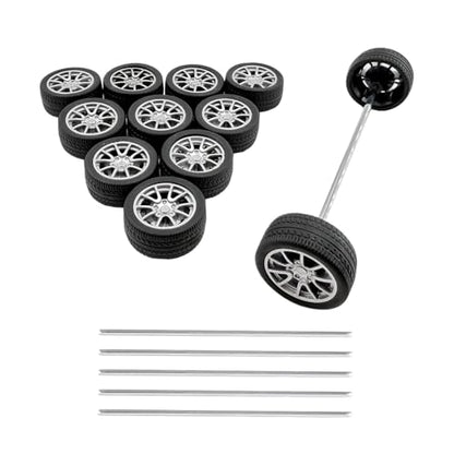 12PCS Toy Wheel RC Car Rubber Tire Wheel with Round Rod Shaft Axles for RC Car Truck Robot Boat Helicopter DIY Model Toy Building Project (2.5x28mm) - style: 2.5x28mm