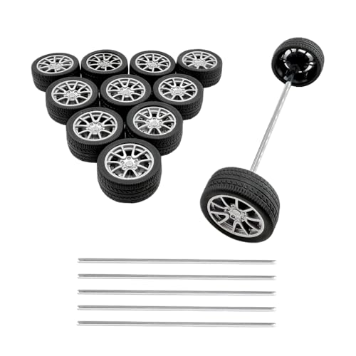 12PCS Toy Wheel RC Car Rubber Tire Wheel with Round Rod Shaft Axles for RC Car Truck Robot Boat Helicopter DIY Model Toy Building Project (2.5x28mm) - style: 2.5x28mm