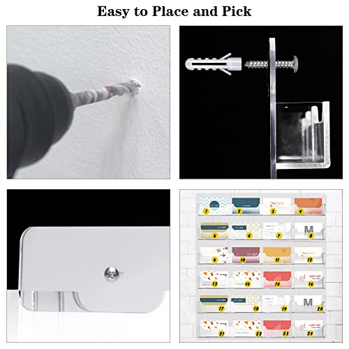 TURSTIN Business Card Holder Wall Mount Clear Sticker Display Marketing Holder Acrylic Business Card Stand Multi Pocket Rack Organizer Space Saver for Home Office (24 Pockets) - style: 24 Pockets