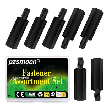 100 Pcs M3x15+6mm Nylon Black Male-Female Hex Standoff Spacer Kit - size: M3*15 mm, style: Black Male-Female Hex Standoff