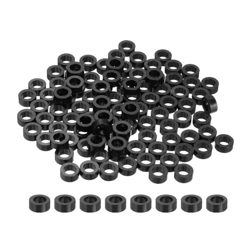 uxcell 100pcs Nylon Round Spacers 4mm ID, 7mm OD, 3mm Height Screws Spacers Without Threaded, Plastic Spacer for M4 Screws, Black - size: 4mm ID, 7mm OD, 3mm Height