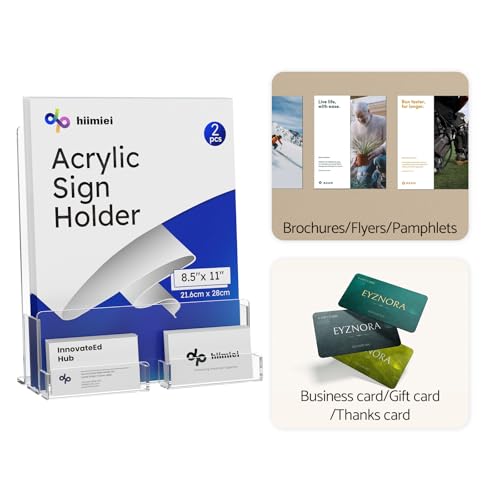 HIIMIEI Brochure and Business Card Holder: Acrylic Flyer Holder 8.5 x 11 - size: 8.5x11