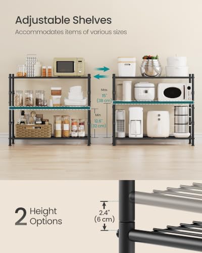 SONGMICS 3-Tier Storage Rack, Steel Wire Shelving Unit, Easy Assembly - size: 31.5"W, style: 3-Tier