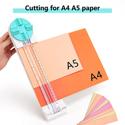 Paper Trimmer Craft Paper Cutter: 4 Style Multi-Function Scrapbooking Tool with Dial Blades of Straight,Wave,Dotted,Perforated,Creasing for Cutting Paper,Coupons,Photos,Postcards,Scrapbook,Card - color: green
