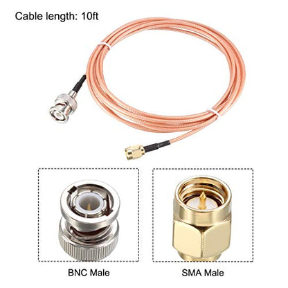 uxcell RG316 Coaxial Cable with BNC Male to SMA Male Connectors 50 Ohm 10 ft - size: 10 Feet