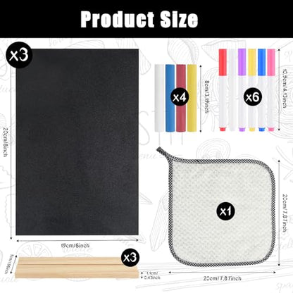 3 Pack Small Chalkboard Signs with Wood Stand 6 x 8 inch Tabletop Chalkboard Sign Double-Sided Message Menu Boards for Kitchen Wedding Bar and Restaurant