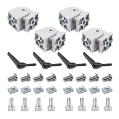 4 Sets 25 Series 10 Series Aluminum Extrusion Pivot Hinge Swivel Degree Angle Bracket with Hardware Accessories Handle for 1010 1020 2525 T Slot Extruded Aluminum Profile - style: 4 sets pivot hinge with m6