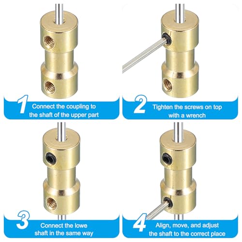 PATIKIL Shaft Coupling Joint 2mm to 2mm, 4 Pcs Brass Motor Shaft Coupler Extension Connector Rigid Sleeve Adapter Transmission Joint with M3 Screws for RC Car Airplane Tires Motor Robot - size: 2mm-2mm