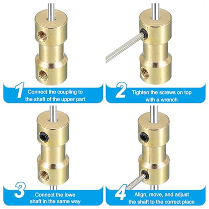 PATIKIL Shaft Coupling Joint 2mm to 2mm, 4 Pcs Brass Motor Shaft Coupler Extension Connector Rigid Sleeve Adapter Transmission Joint with M3 Screws for RC Car Airplane Tires Motor Robot - size: 2mm-2mm