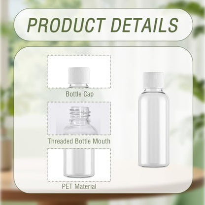 12pcs 30ml 1oz Empty Refillable Clear Plastic Bottles with Screw Caps Travel Cosmetic Container for Lotion Toner Makeup Water