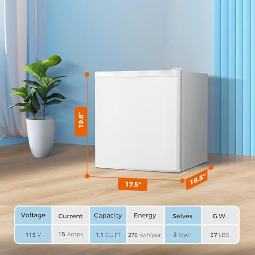 Kismile Mini Freezer, 1.1 Cu.ft Small Upright Freezer, White - color: White, size: 1.1 Cu.ft