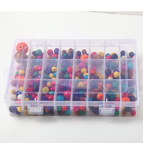 4PCS Clear White Plastic Organizer Box with Dividers 24 Grid Storage Containers Jewelry Storage Box with Dividers for Beads Earrings Necklaces Rings Metal Parts Accessories Screws Button Storage