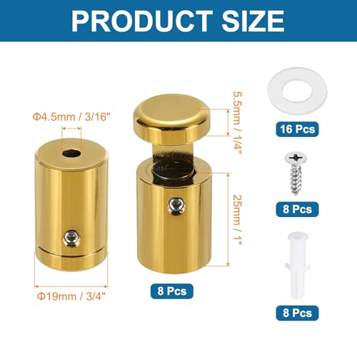 MECCANIXITY 8pcs Side Clamp Standoffs, 3/4" x 1" Gold Aluminum - color: Gold, size: 3/4" x 1"