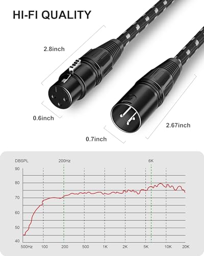 XLR Cables 12ft 2Pack,XLR Microphone Cable,OFC Shielded Braided - color: Black-White, size: 12 Feet