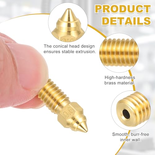 uxcell 5 Pcs 0.6mm Brass Nozzles M6 Thread for K1 3D Printers - size: 0.6mm