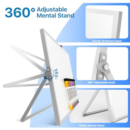 Marsrock Dry Erase White Board with Stand, Double-Sided Whiteboard 16"x12" - color: Blank Board, size: 16"x12"