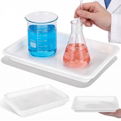 Healifty Lab Spill Containment Trays, 4 Pack Polypropylene Pans White