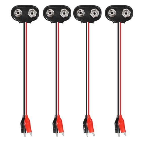 MECCANIXITY 2Pcs T Type 9V Battery Clip Snap to Dual Alligator Clips Cable