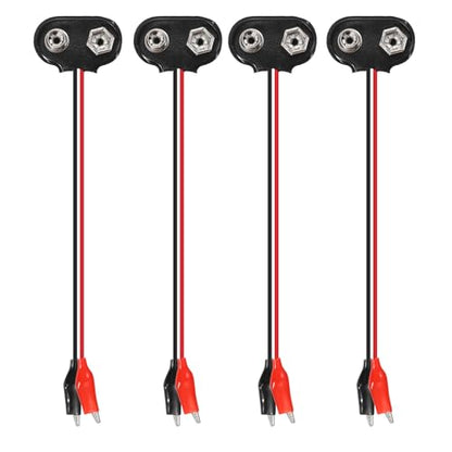 MECCANIXITY 2Pcs T Type 9V Battery Clip Snap to Dual Alligator Clips Cable