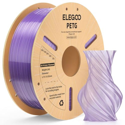 ELEGOO PETG 3D Printer Filament 1.75mm Transparent Purple 1KG - color: Transparent Purple