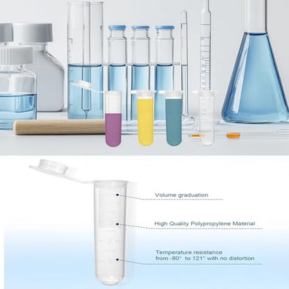 5ml Microcentrifuge Tube with Snap Cap, Plastic Centrifuge Tube EP Vial Sample Storage Container Fragrance Beads, Pack of 300